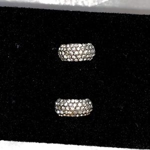 Half Hoop Crystal Cluster Rhinestone Earrings